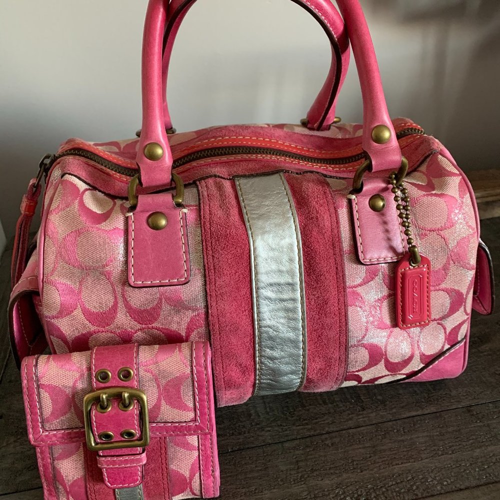Vintage Pink Coach Purse and Wallet Set - Picture 1 of 13